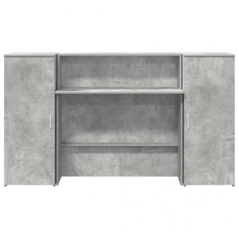 Biurko recepcyjne betonowe szare 180x50x103,5 cm drewno klejone