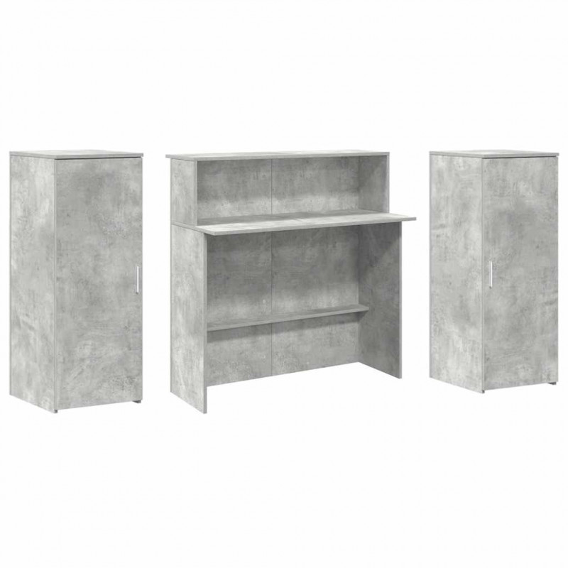 Biurko recepcyjne betonowe szare 180x50x103,5 cm drewno klejone