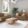 Sofa 3 pcs Brązowy 221 x 80 x 80 cm Tkanina lniana