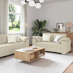 Sofa 2 pcs Beżowy 219 x 80 x 82 cm Tkanina lniana