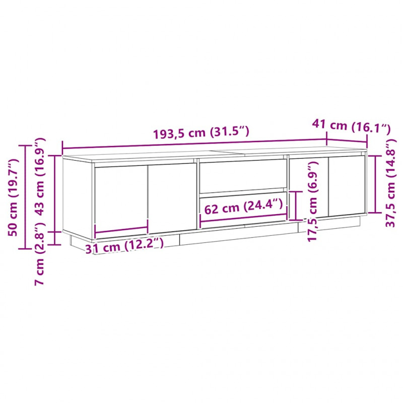 Szafka RTV z oświetleniem LED Stare drewno 193,5x41x50 cm