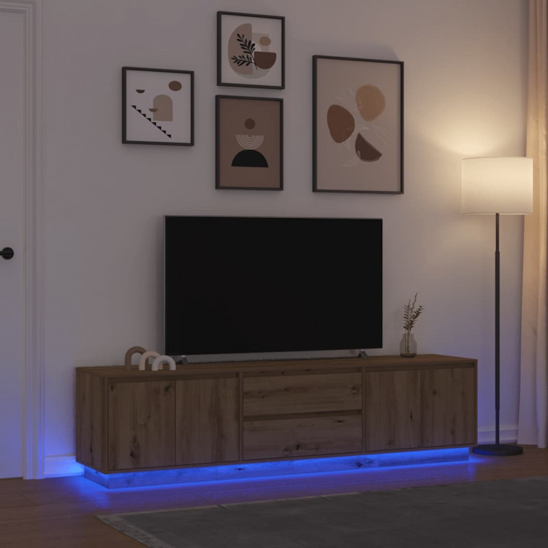 Szafka RTV z oświetleniem LED Dąb Artisan 193,5x41x50 cm