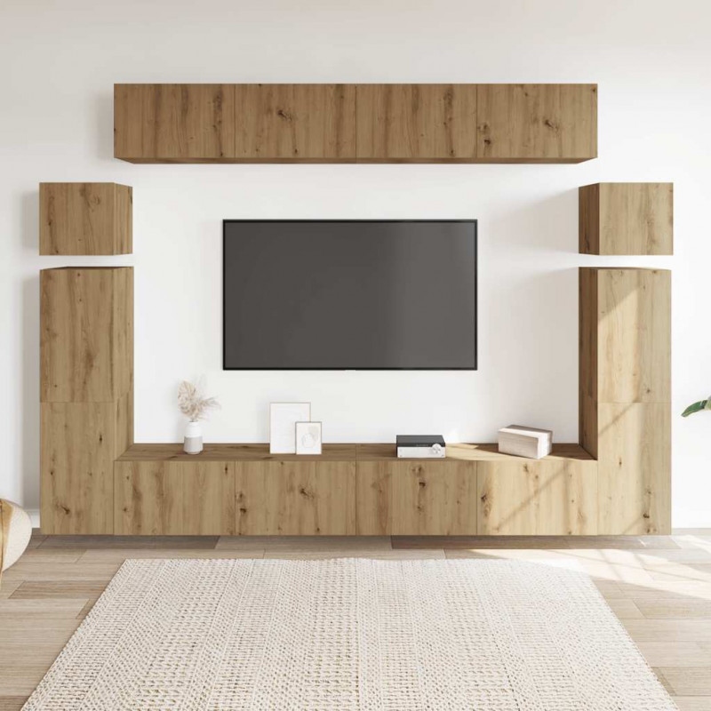 8-cz. zestaw szafek TV, dąb artisan, materiał drewnopochodny