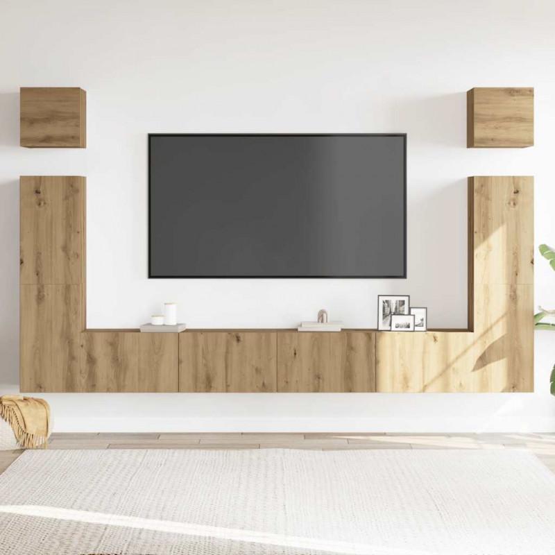 6-cz. zestaw szafek TV, dąb artisan, materiał drewnopochodny