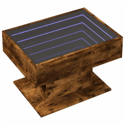 Stolik kawowy z LED, przydymiony dąb, 70x50x45 cm