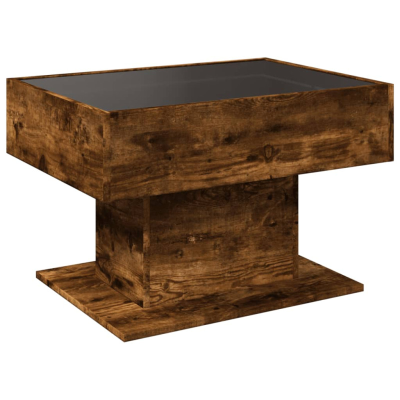 Stolik kawowy z LED, przydymiony dąb, 70x50x45 cm