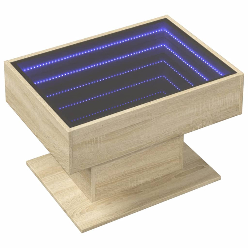 Stolik kawowy z LED, dąb sonoma, 70x50x45 cm