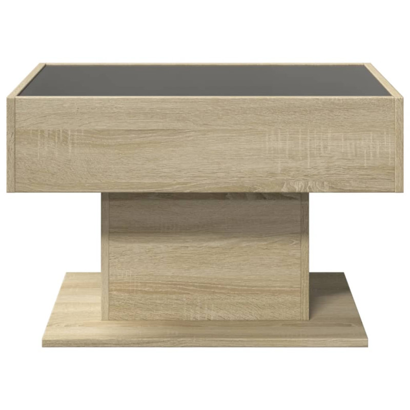 Stolik kawowy z LED, dąb sonoma, 70x50x45 cm