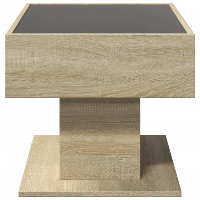 Stolik kawowy z LED, dąb sonoma, 70x50x45 cm