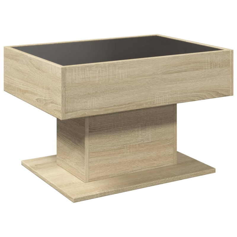 Stolik kawowy z LED, dąb sonoma, 70x50x45 cm