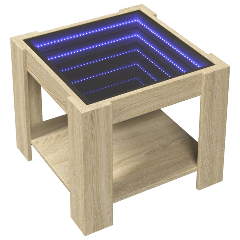 Stolik kawowy z LED, dąb sonoma, 53x53x45 cm