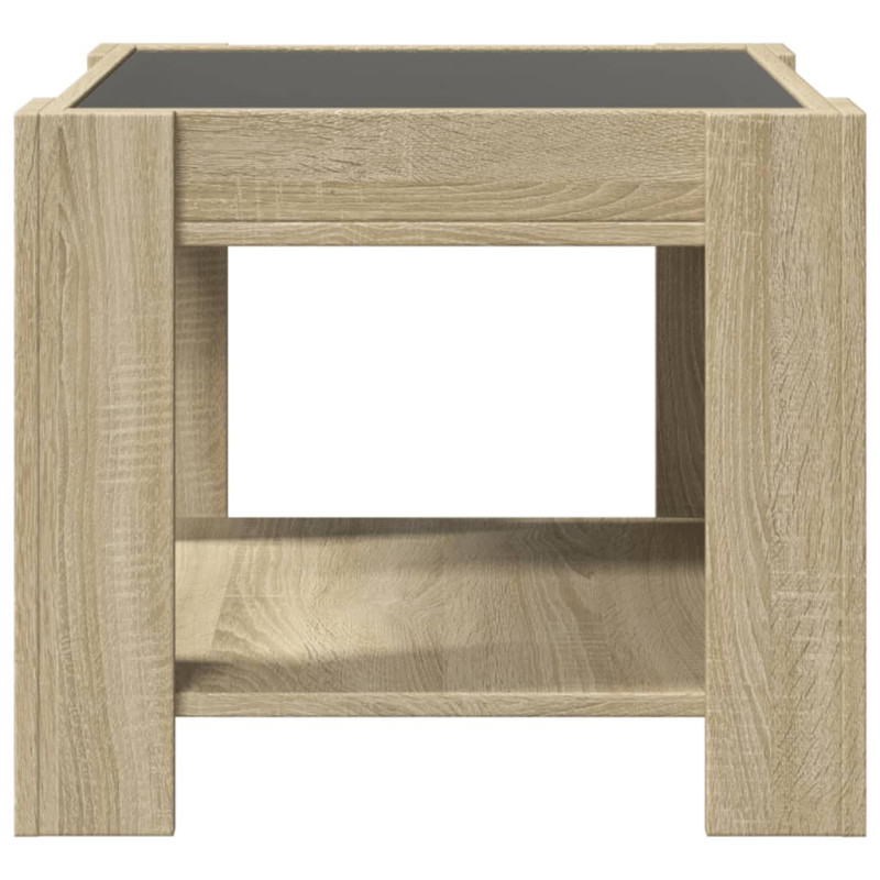 Stolik kawowy z LED, dąb sonoma, 53x53x45 cm