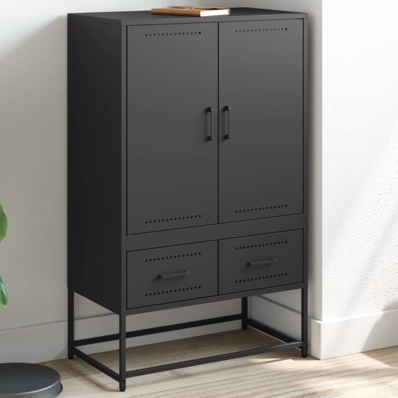 Szafka, czarna, 68x39x111,5 cm, stal