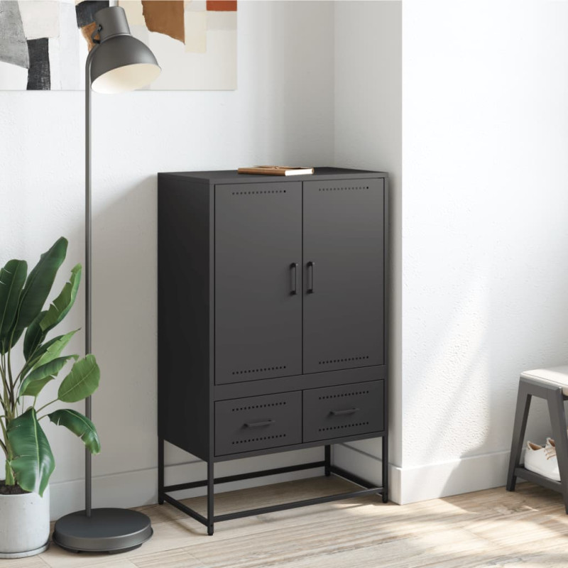 Szafka, czarna, 68x39x111,5 cm, stal