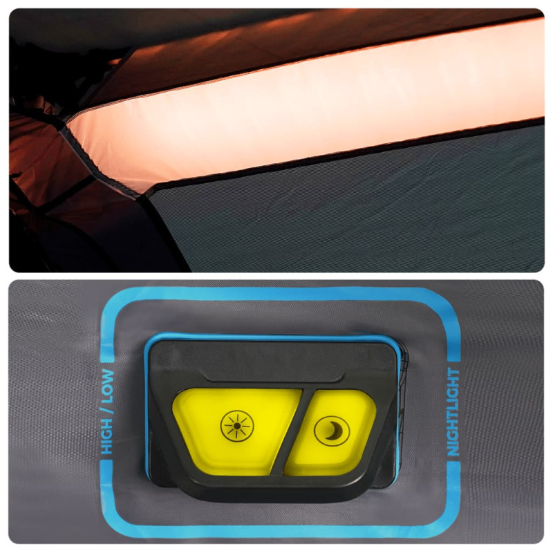 Namiot rodzinny z LED, 9-os., jasnoniebieski