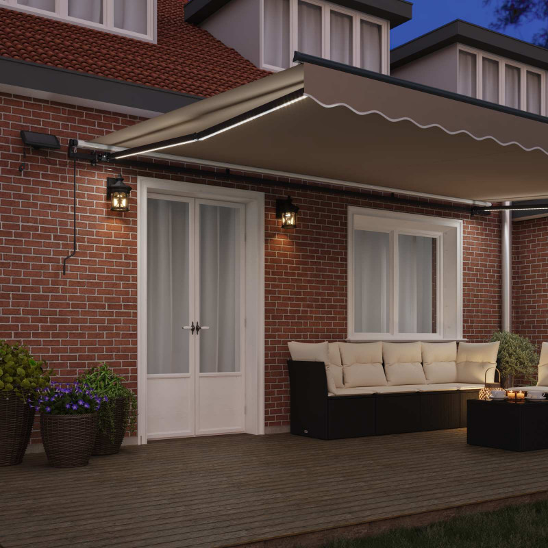 Markiza zwijana Ze LED Lights Beżowy 500 ×300 cm tkanina