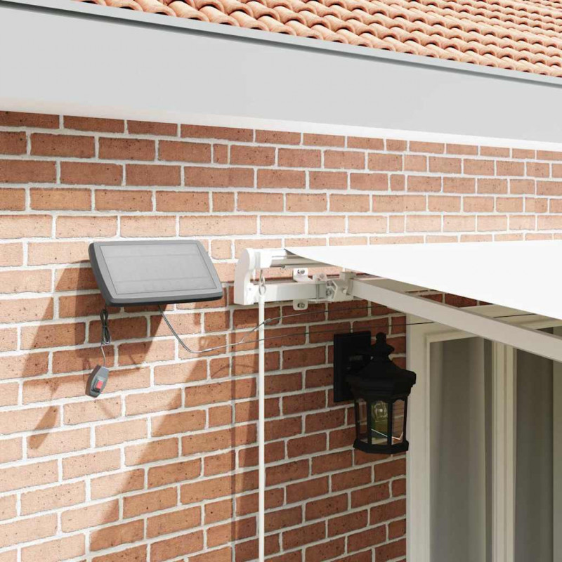 Markiza zwijana Ze LED Lights Biały 500 × 300 cm Tkanina i Stal