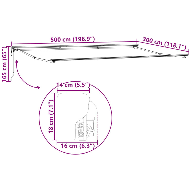 Rama markizy Zielony i Biały 500 × 300 cm