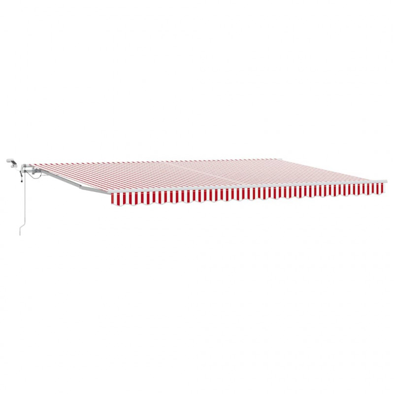 Markiza zwijana Czerwony i Biały 500 × 350 cm Poliester i Metal