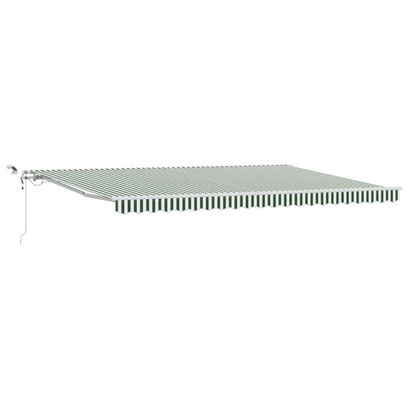 Markiza zwijana Zielony i Biały 500 × 350 cm Poliester i Metal