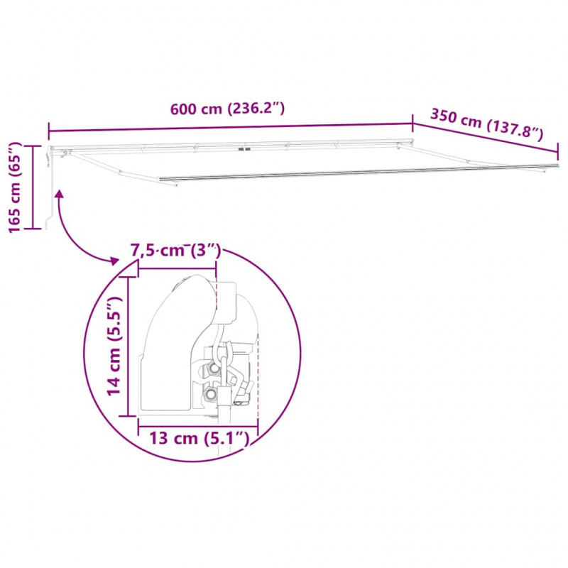 Elektryczna Rozkładana Markiza Jasnoszary 600 × 350 cm