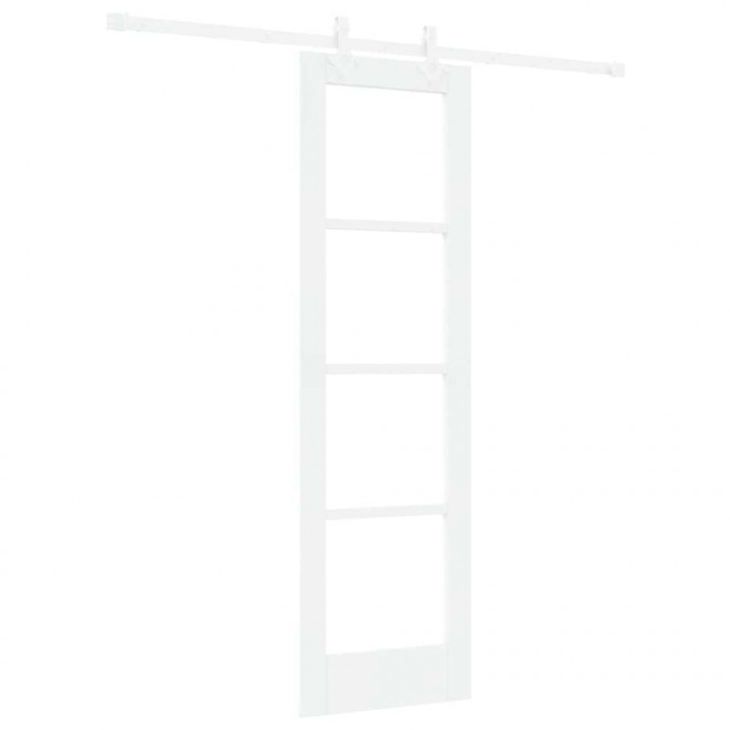 Drzwi przesuwne Biały 61 x 198,5 cm Lite drewno sosnowe i szkło