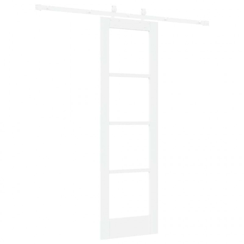 Drzwi przesuwne Biały 61 x 198,5 cm Lite drewno sosnowe i szkło