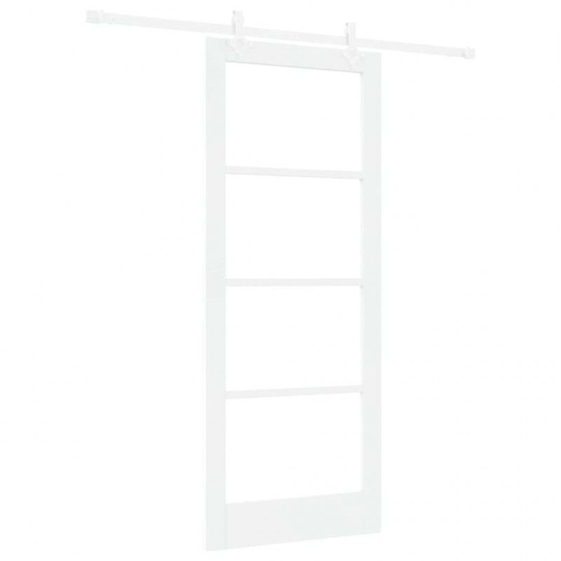 Drzwi przesuwne Biały 83 x 202 cm Lite drewno sosnowe i szkło