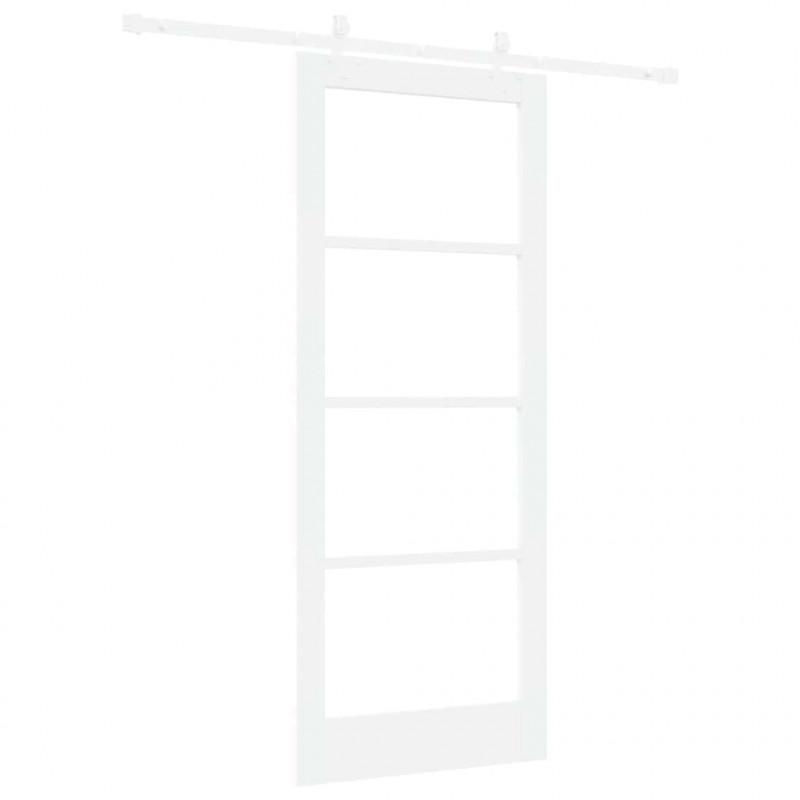 Drzwi przesuwne Biały 83 x 202 cm Lite drewno sosnowe i szkło