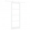 Drzwi przesuwne Biały 83 x 211 cm Lite drewno sosnowe i szkło