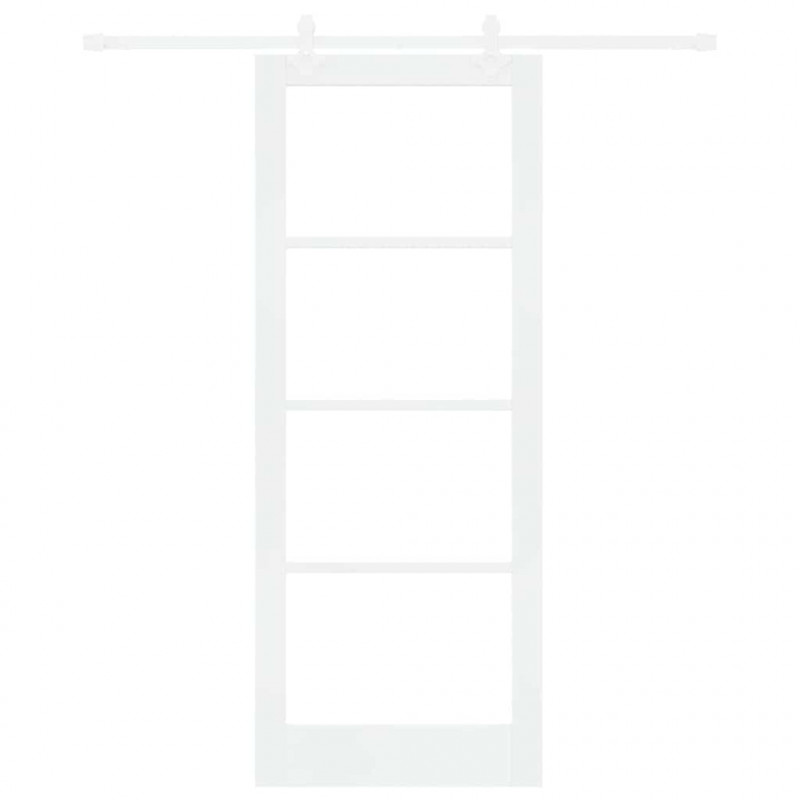 Drzwi przesuwne Biały 83 x 211 cm Lite drewno sosnowe i szkło