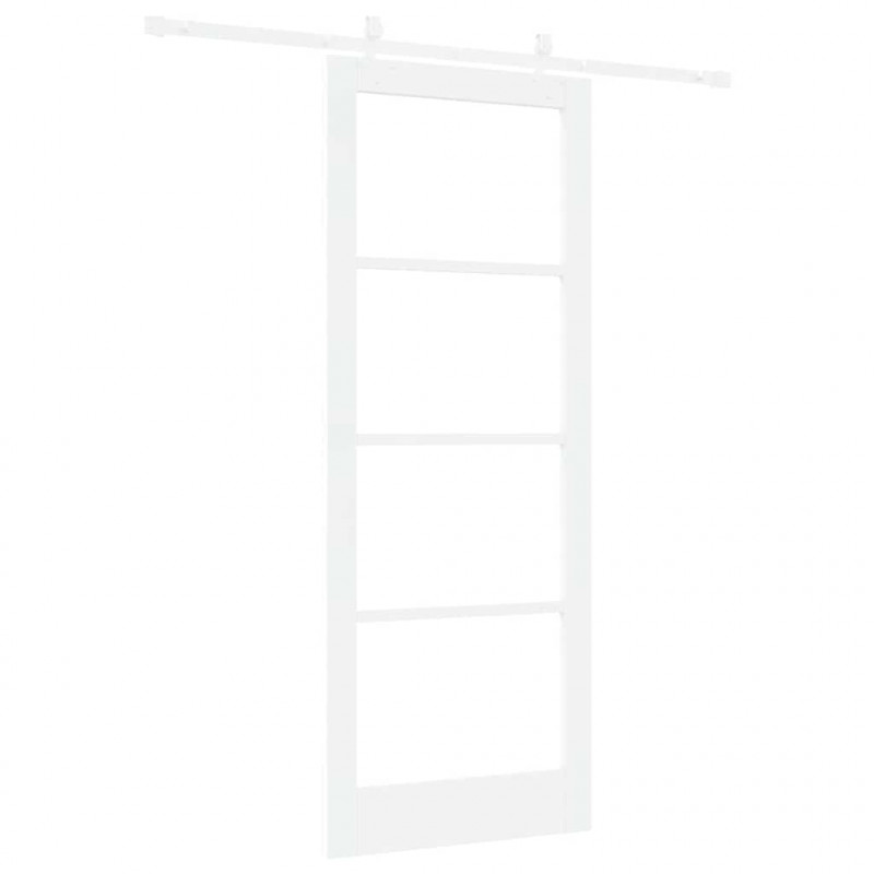Drzwi przesuwne Biały 83 x 211 cm Lite drewno sosnowe i szkło