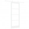 Drzwi przesuwne Biały 83 x 211 cm Lite drewno sosnowe i szkło