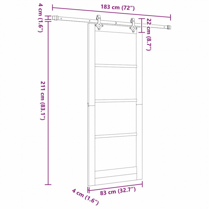 Drzwi przesuwne Biały 83 x 211 cm Lite drewno sosnowe i szkło