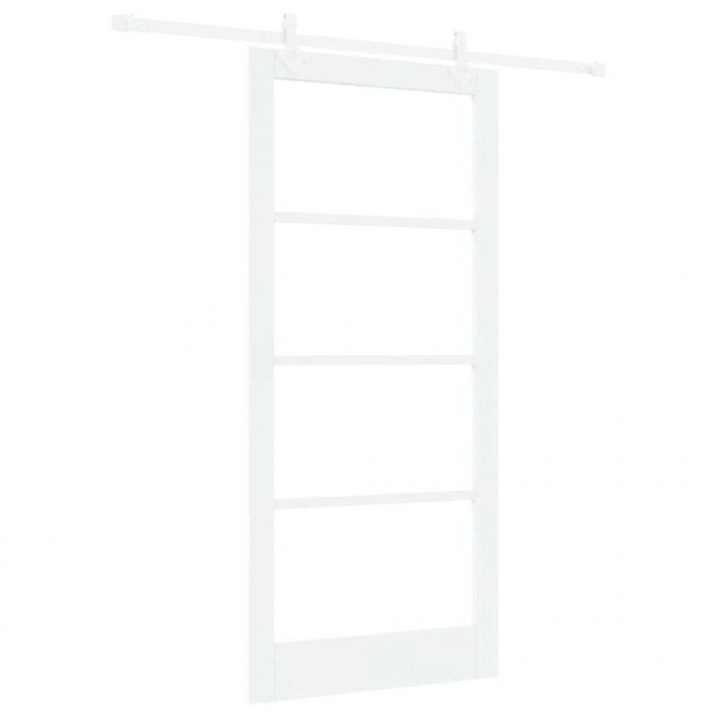 Drzwi przesuwne Biały 93 x 202 cm Lite drewno sosnowe i szkło