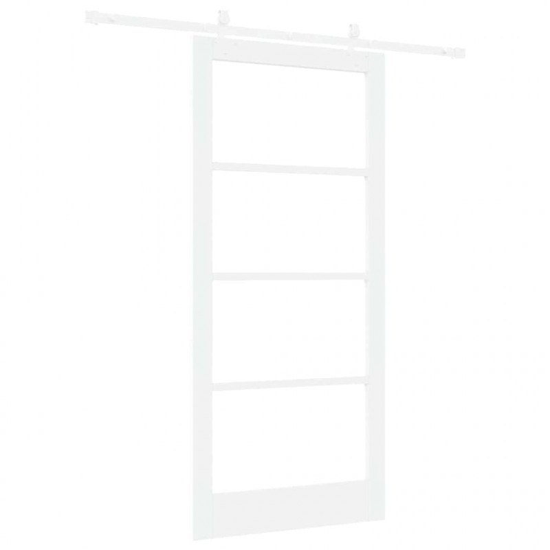 Drzwi przesuwne Biały 93 x 202 cm Lite drewno sosnowe i szkło