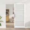Drzwi przesuwne Biały 93 x 211 cm Lite drewno sosnowe i szkło