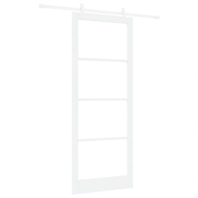 Drzwi przesuwne Biały 93 x 232 cm Lite drewno sosnowe i szkło