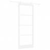Drzwi przesuwne Biały 93 x 232 cm Lite drewno sosnowe i szkło