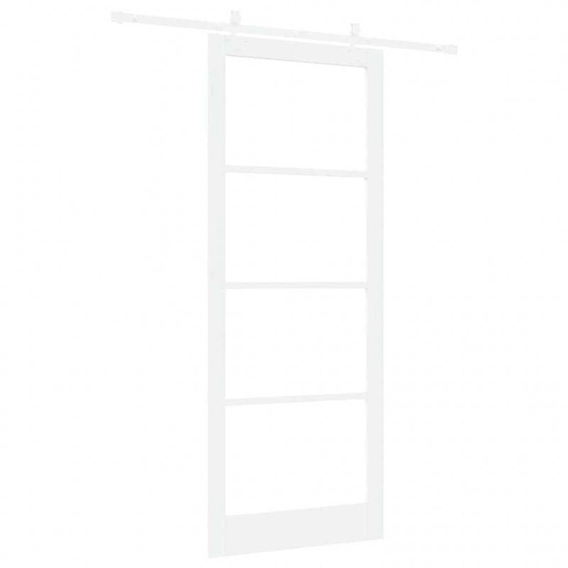 Drzwi przesuwne Biały 93 x 232 cm Lite drewno sosnowe i szkło
