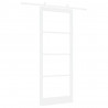 Drzwi przesuwne Biały 93 x 232 cm Lite drewno sosnowe i szkło