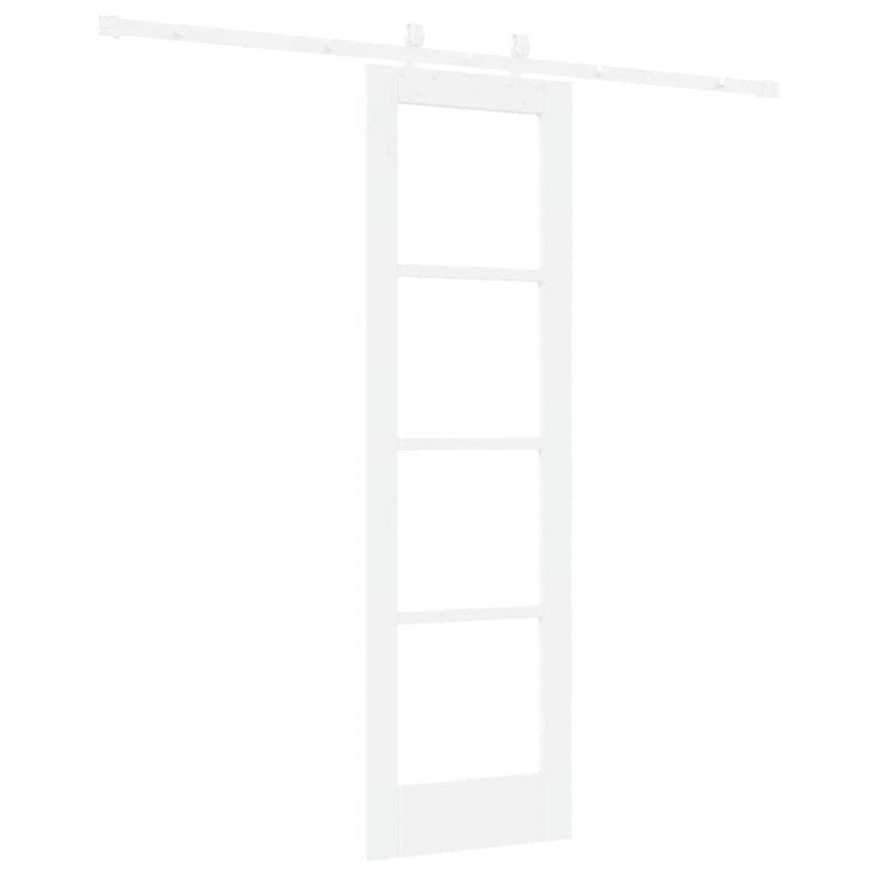 Drzwi przesuwne Biały 61 x 198,5 cm Lite drewno sosnowe i szkło