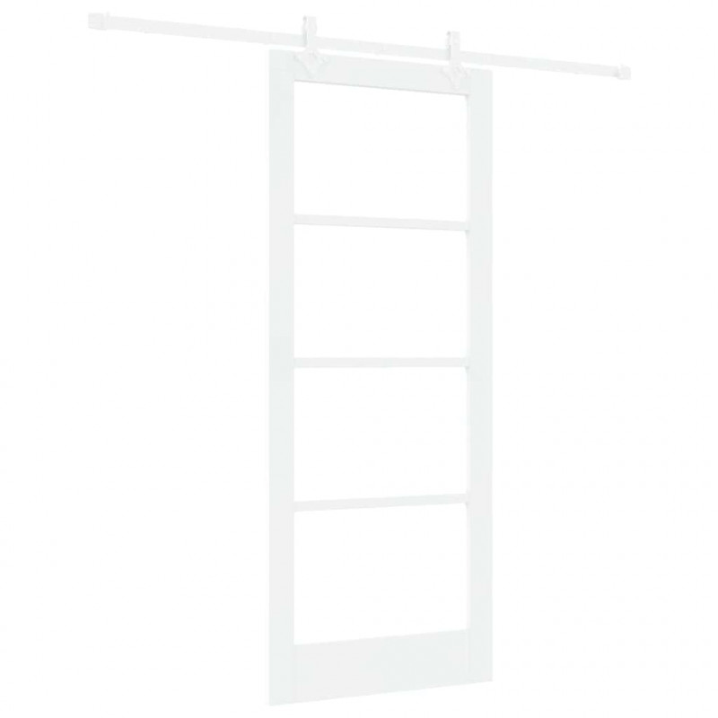 Drzwi przesuwne Biały 83 x 202 cm Lite drewno sosnowe i szkło