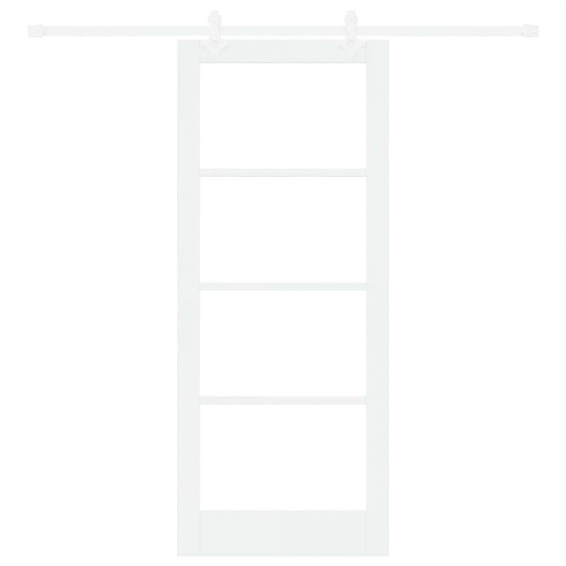 Drzwi przesuwne Biały 83 x 202 cm Lite drewno sosnowe i szkło