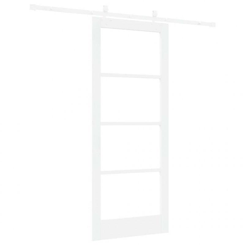 Drzwi przesuwne Biały 83 x 202 cm Lite drewno sosnowe i szkło
