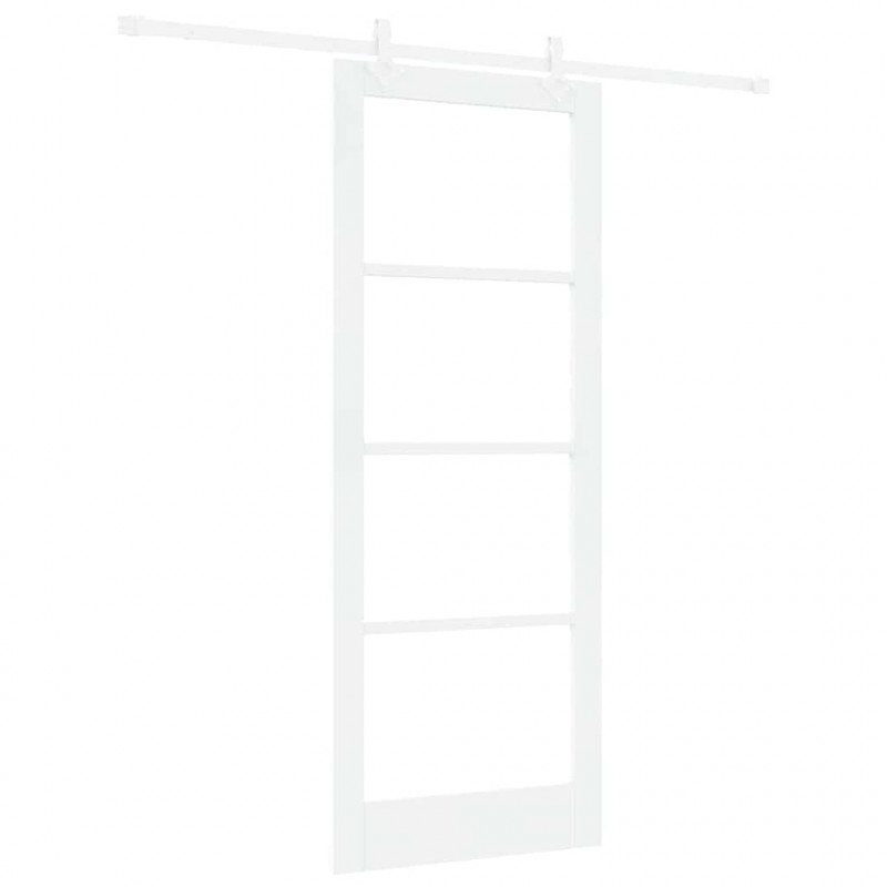 Drzwi przesuwne Biały 83 x 211 cm Lite drewno sosnowe i szkło