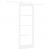 Drzwi przesuwne Biały 83 x 211 cm Lite drewno sosnowe i szkło