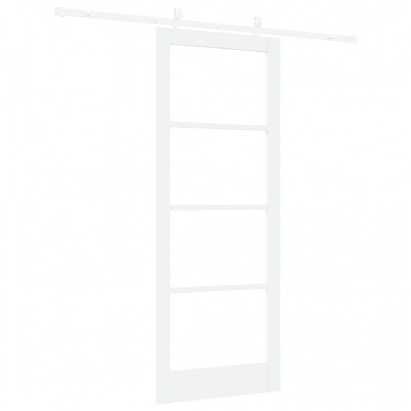 Drzwi przesuwne Biały 83 x 211 cm Lite drewno sosnowe i szkło