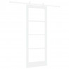 Drzwi przesuwne Biały 83 x 211 cm Lite drewno sosnowe i szkło