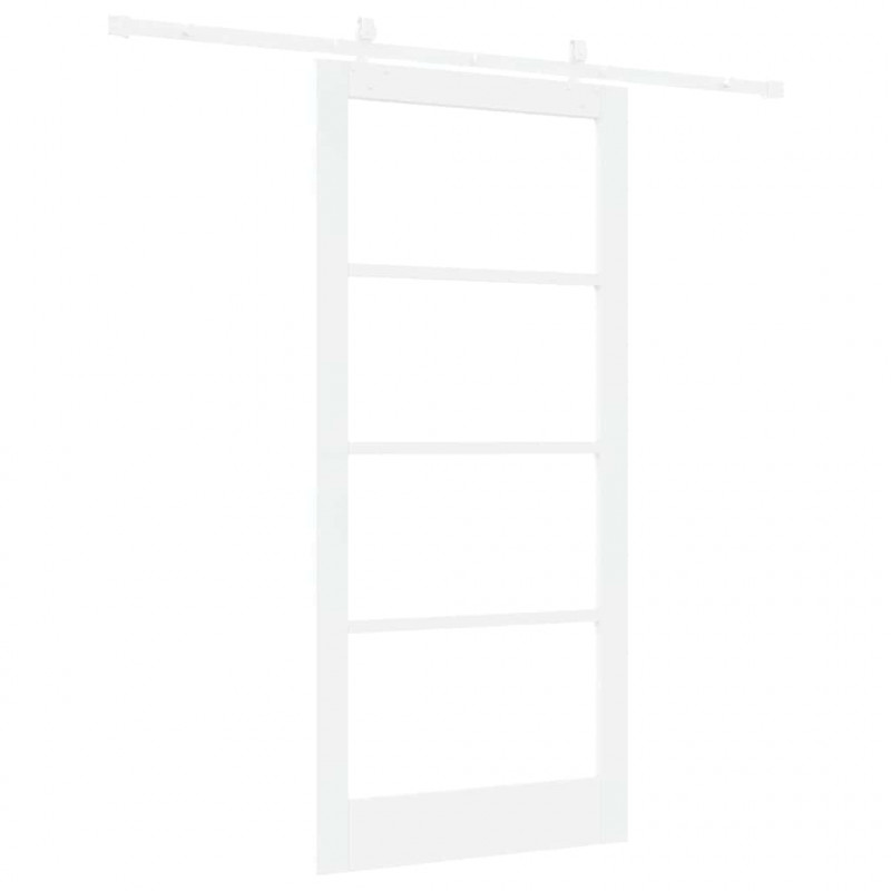 Drzwi przesuwne Biały 93 x 202 cm Lite drewno sosnowe i szkło
